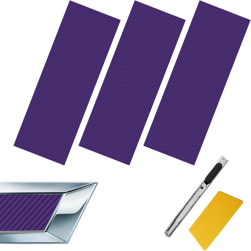 Vrasly Compatible with 11.8" x 4" Chevy Bowtie Emblem Wrap Logo Stickers Cut DIY Decals for Chevy 3PCS Purple - Image 1